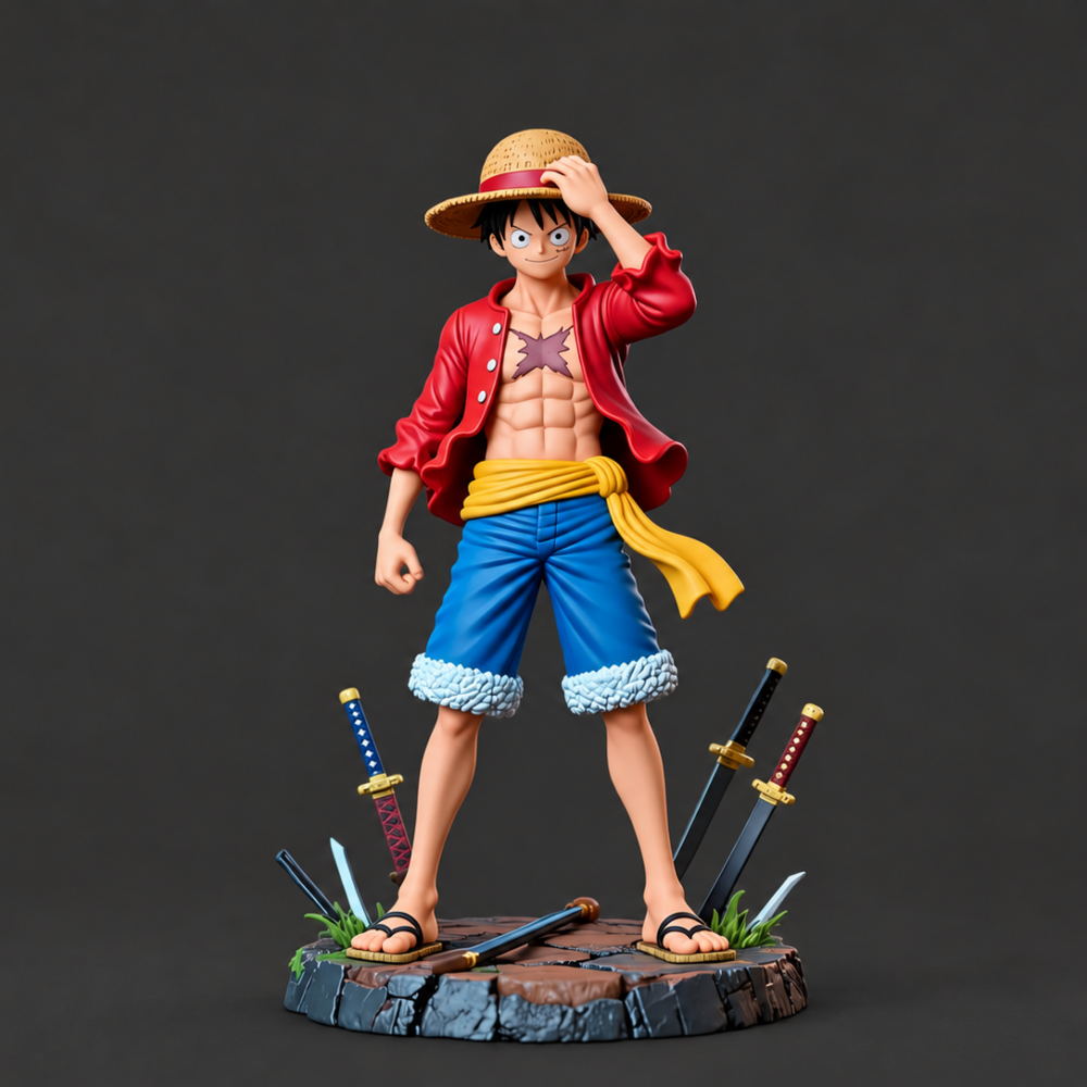 luffy statue on charcoal gray